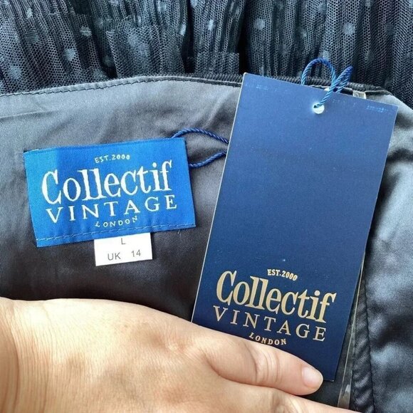 Collectif Courtney Polka Occasion Swing dress 10 - Picture 11 of 13